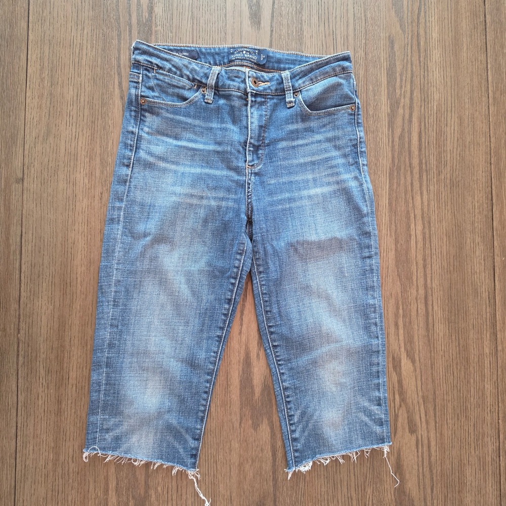 Lucky Brand Hayden Skinny Denim Shorts Medium Wash Raw Hem Size 4/27 R